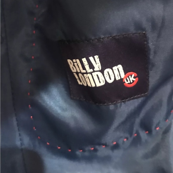 Billy London 42 BLACK Sport Coat Jacket PIN STRIPED 3 Button Front 29”Long mens - Picture 2 of 11